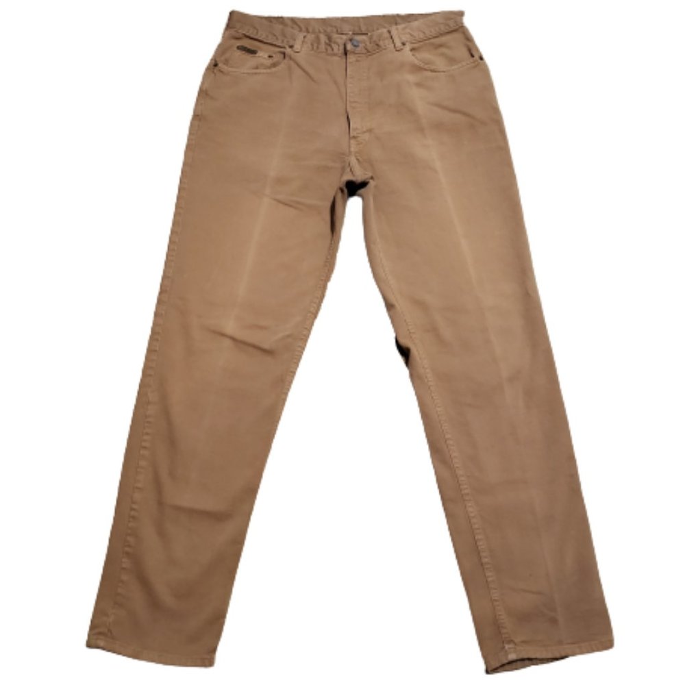 Vintage Calvin Klein Jeans Men's 38 Tan Made in USA Easy Fit Stonewash Denim 90s - Picture 2 of 14